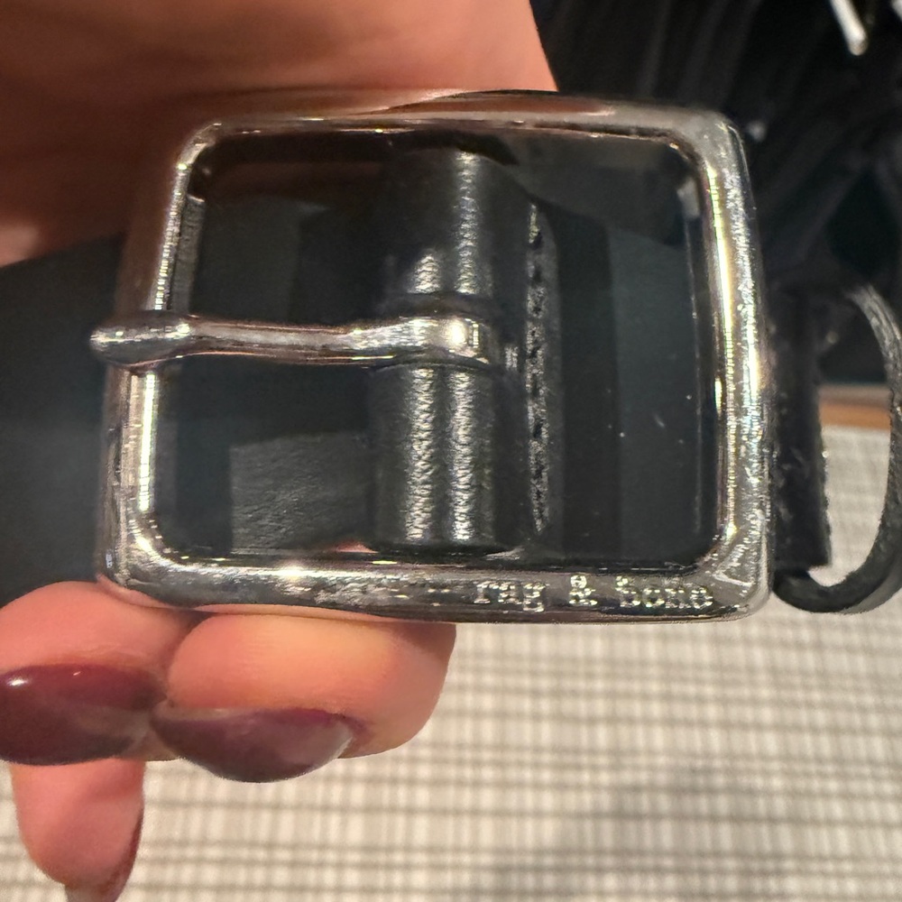 Rag and Bone Boyfriend Belt- Black Leather Belt with Silver Buckle - Picture 7 of 7